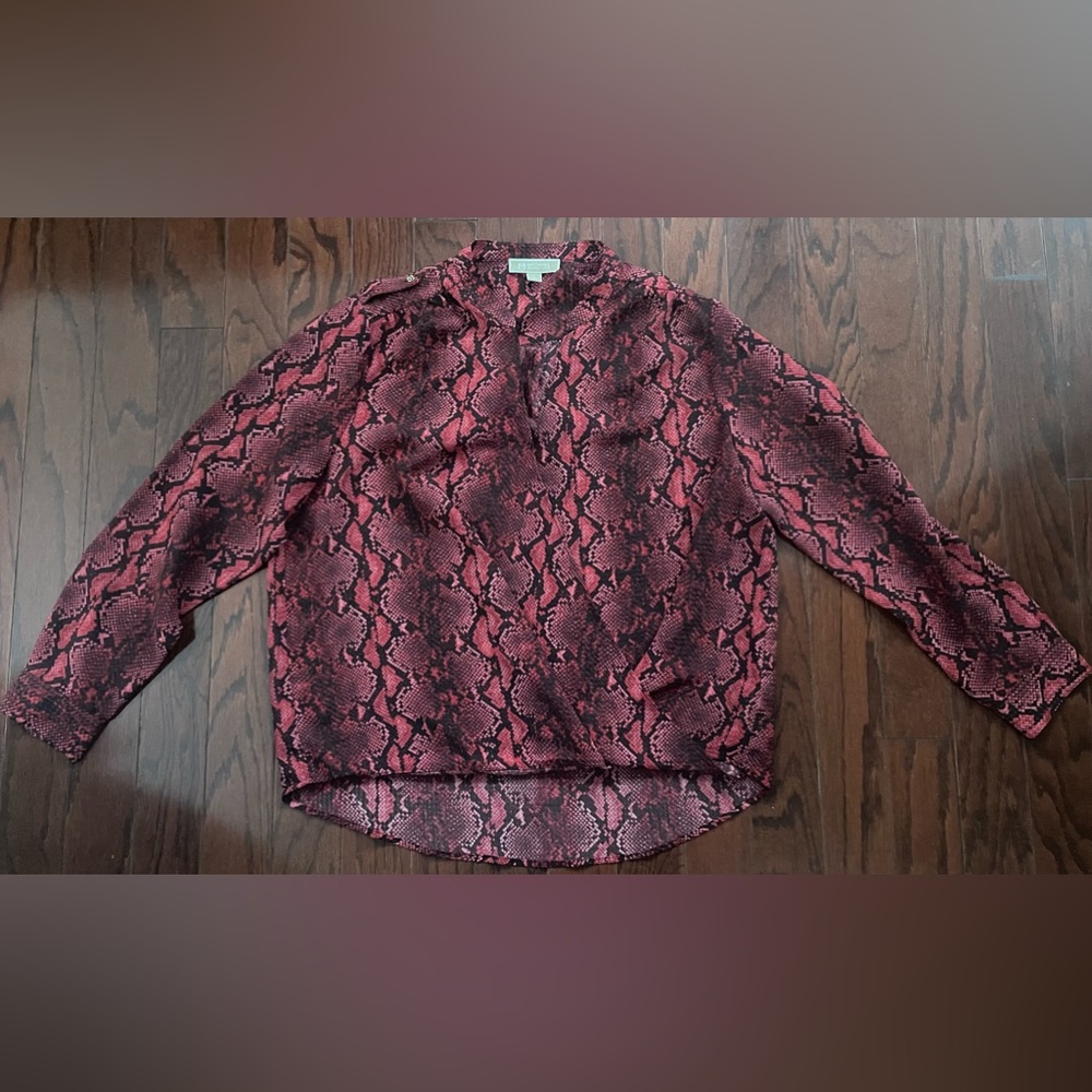 Michael Kors red snake skin pattern blouse